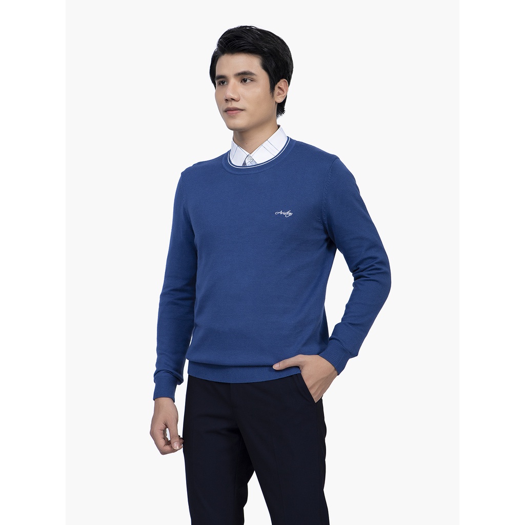 Áo len nam Aristino cotton nhẹ ấm , thiết kế đơn giản dễ phối đồ  AWO005W1