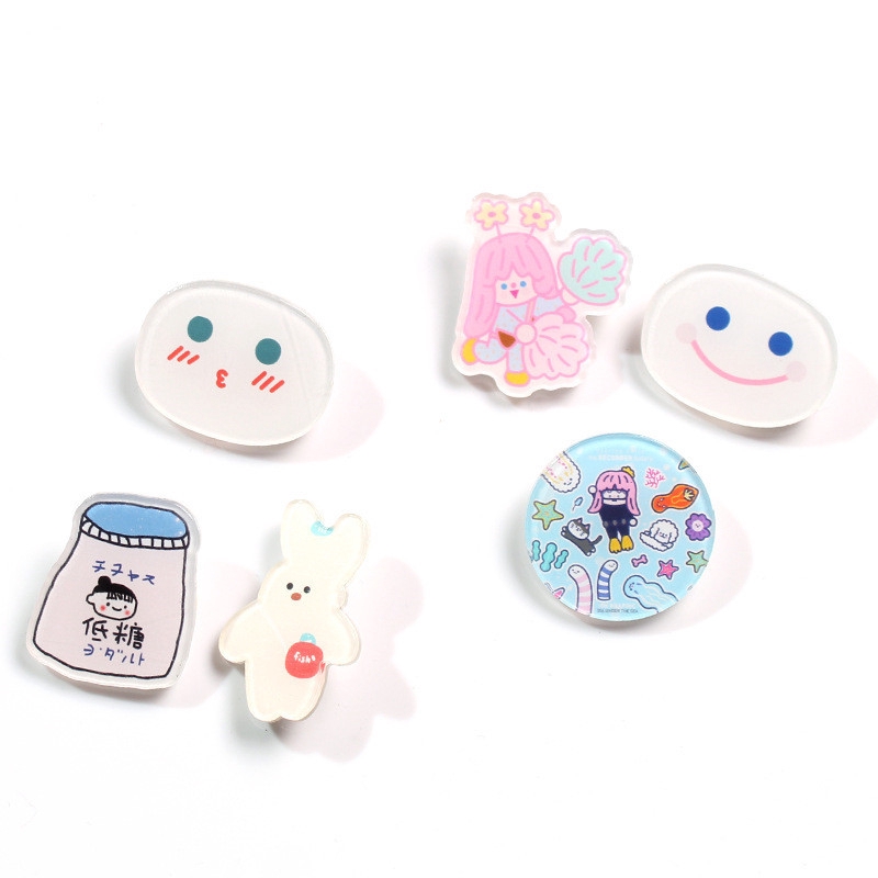 Ghim cài hình hoạt họa mặt cười đáng yêu trang trí cho quần áo/túi