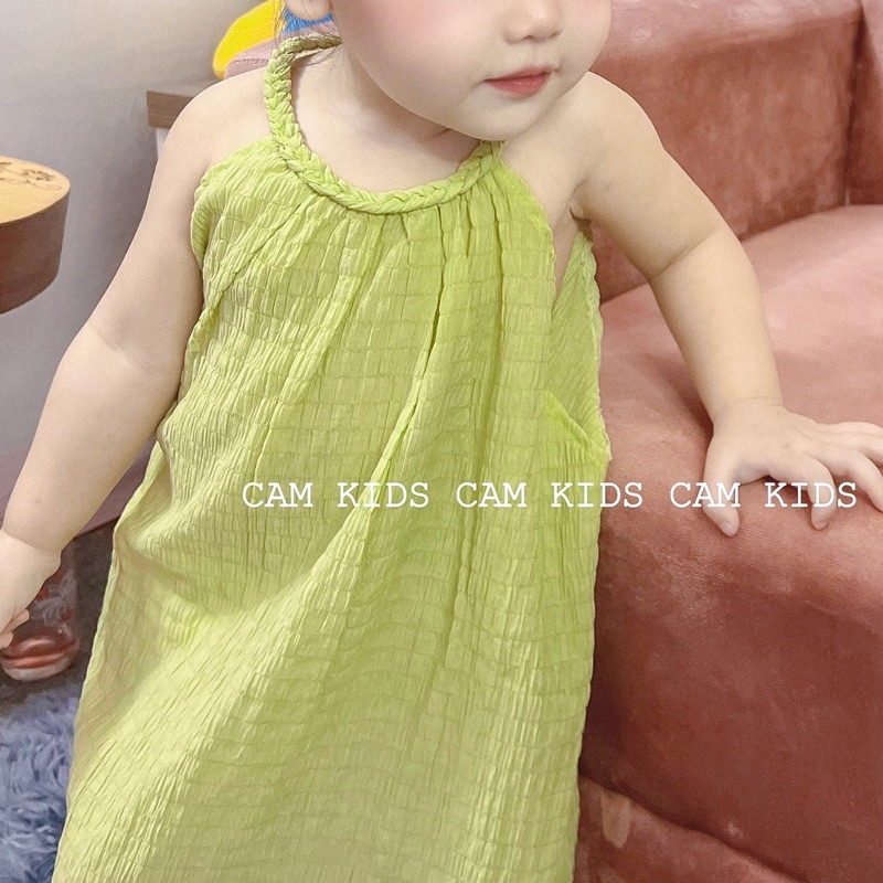 Đầm yếm cổ đan cho bé, váy yếm maxi siêu xinh cho bé