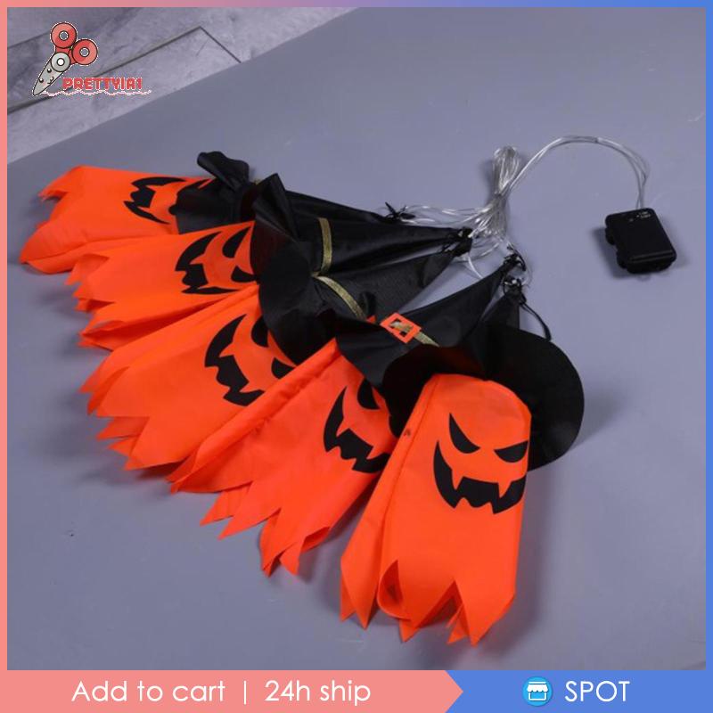 1 [Prettyia1] 5 Đèn LED Hình Bí Ngô Trang Trí Halloween
