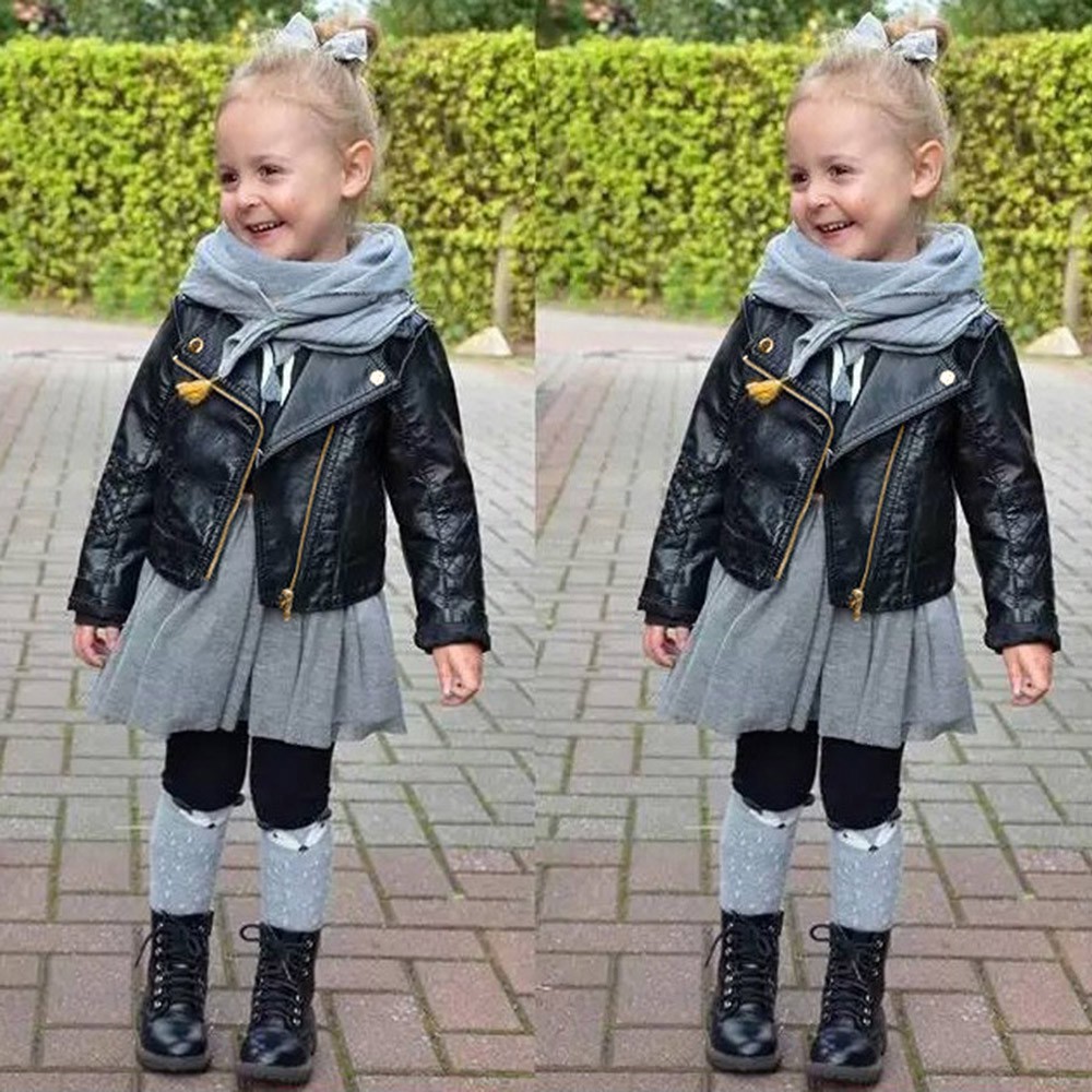 Áo khoác da thời trang phong cách cho bé mùa thu đông