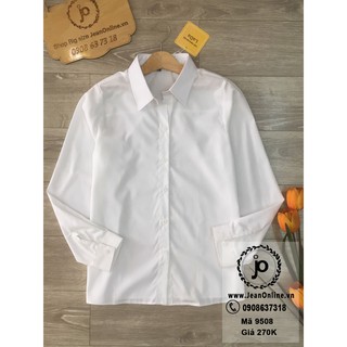 Sơ mi trắng tay dài bigsize nữ (MS 9508) áo sơ mi nữ, áo sơ mi công sở, thời trang bigsize, thời trang nữ