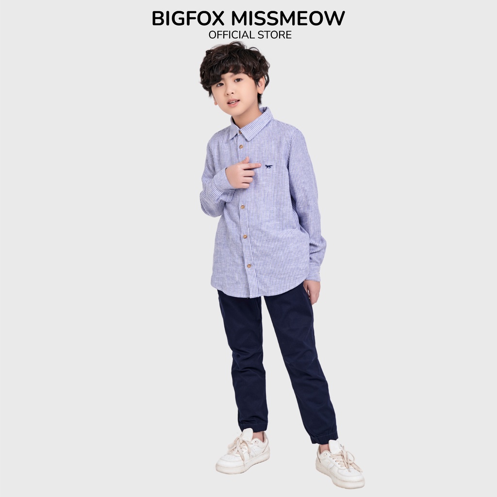 Quần dài cho bé trai Bigfox - Miss Meow chất kaki mềm, chun gấu phối áo sơ mi cực đẹp, size trẻ em 5,6,7,8,9,10,11 tuổi