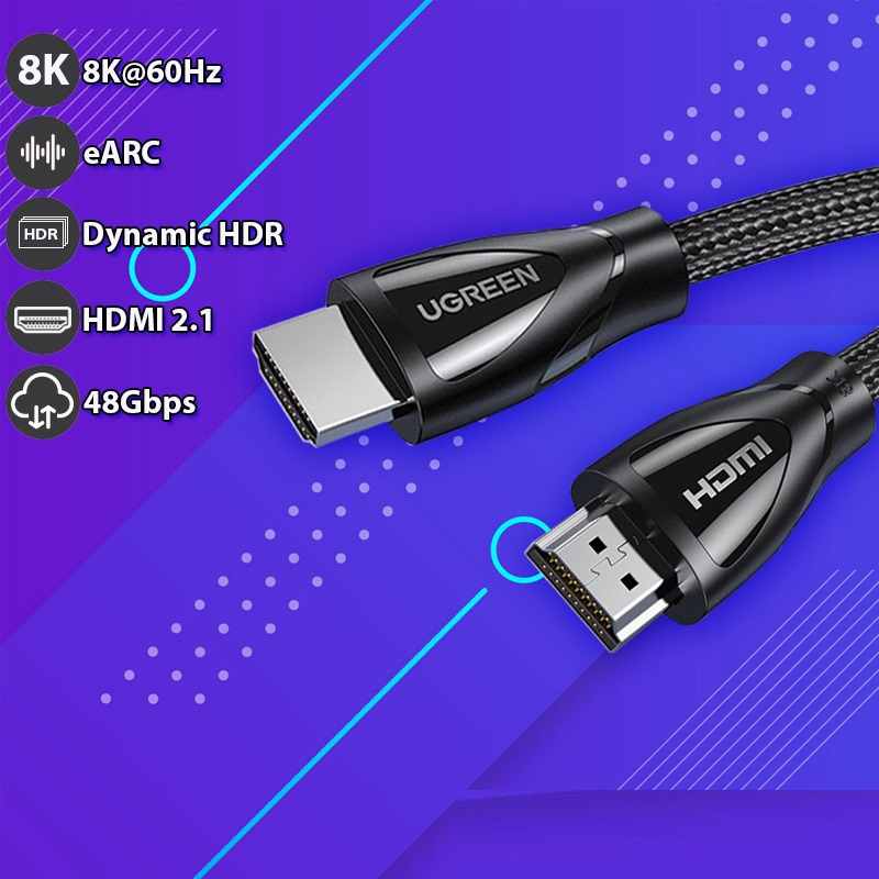 Cáp HDMI 2.1 Ugreen độ phân giải 8K@60Hz Cao Cấp  1M- 1,5M, -2M- 3M- 5M bảo hành 18 tháng
