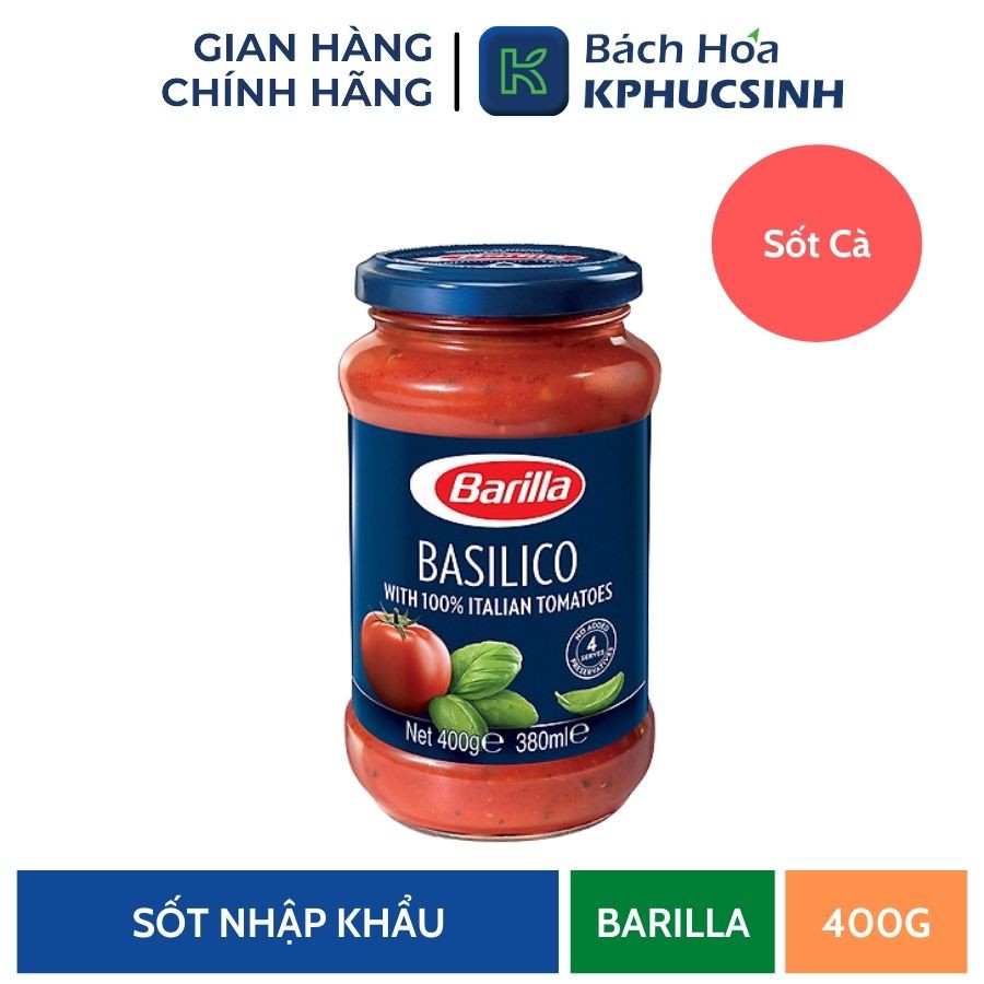 Sốt Barilla Basilico 400g KPHUCSINH - Hàng Chính Hãng