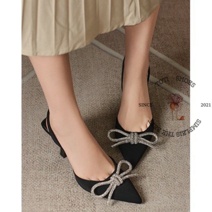 GIÀY THỜI TRANG TOTIIE STORE - SANDAL CAO GÓT BÍT MŨI NHỌN - GUỐC NỮ HẬU THUN 7 PHÂN G2208280