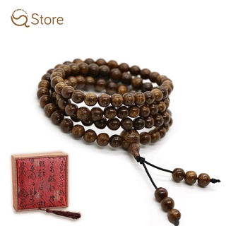 Vòng tay trầm hương, chuỗi tràng 108 hạt, vòng tay phong thủy gỗ trầm hương tặng kèm hộp gấm cao cấp