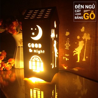 ĐÈN NGỦ ĐỂ BÀN bằng gỗ cao cấp - sử dụng đèn LED siêu bền có điều chỉnh sáng tối