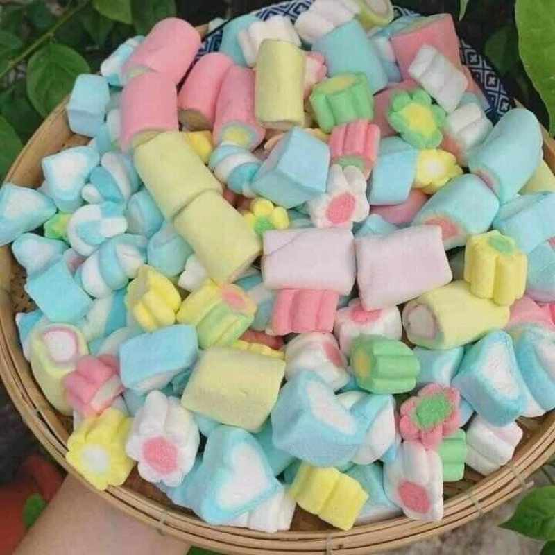 Kẹo bông sắc màu, siêu ngon, kẹo Marshmallow, đồ ăn vặt POPPY hũ 120gr