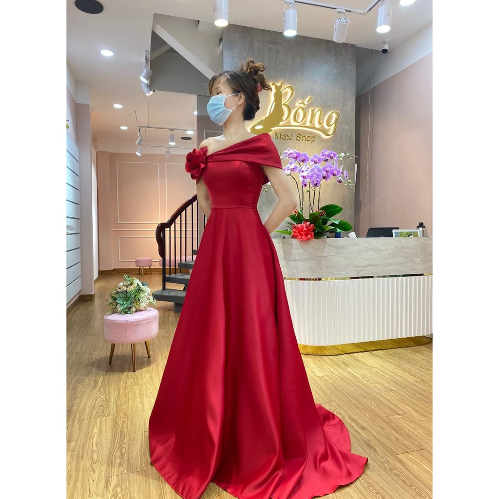 DC776 trễ vai hoa phi nhật đỏ