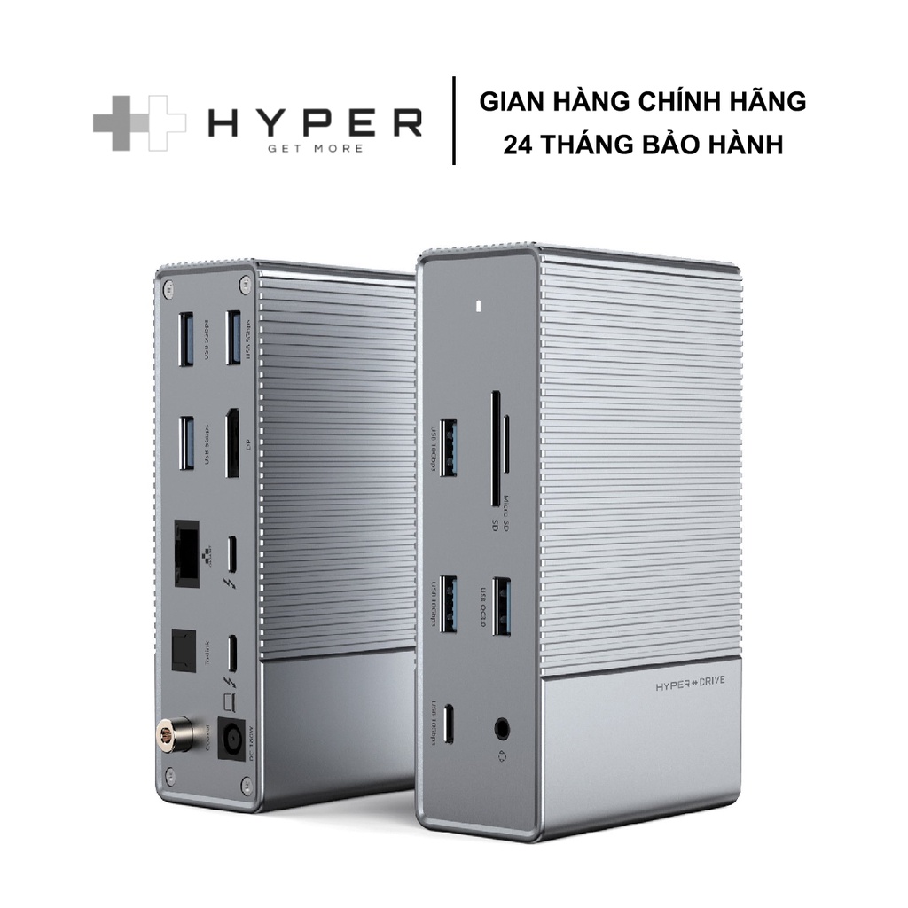 Bộ Cổng Chuyển HYPERDRIVE GEN2 16-IN-1 THUNDERBOLT 3 DOCKING STATION VÀ Bộ Nguồn DC 180W CHO MACBOOK/CHROM/PC/LAPTOP