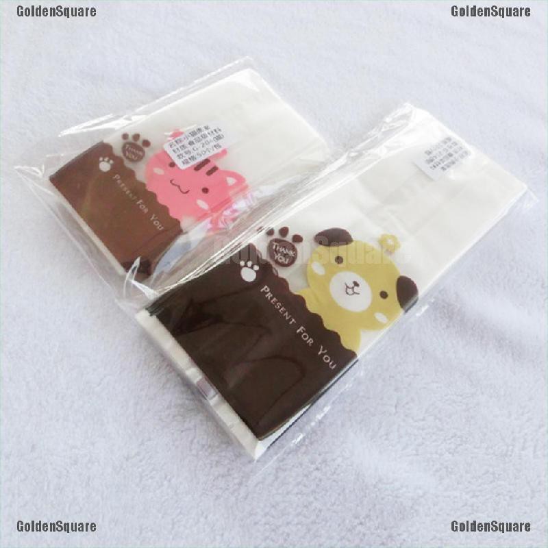 Mới Bộ 50 Túi Nhựa Đựng Bánh Quy Hình Chó Mèo Xinh Xắn