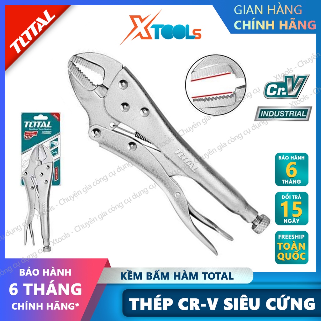 Kìm bấm khoá chết TOTAL THT191002 10&quot; kềm bấm khóa thép Cr-V siêu cứng chống rỉ sét cong vênh trong quá trình sử dụng