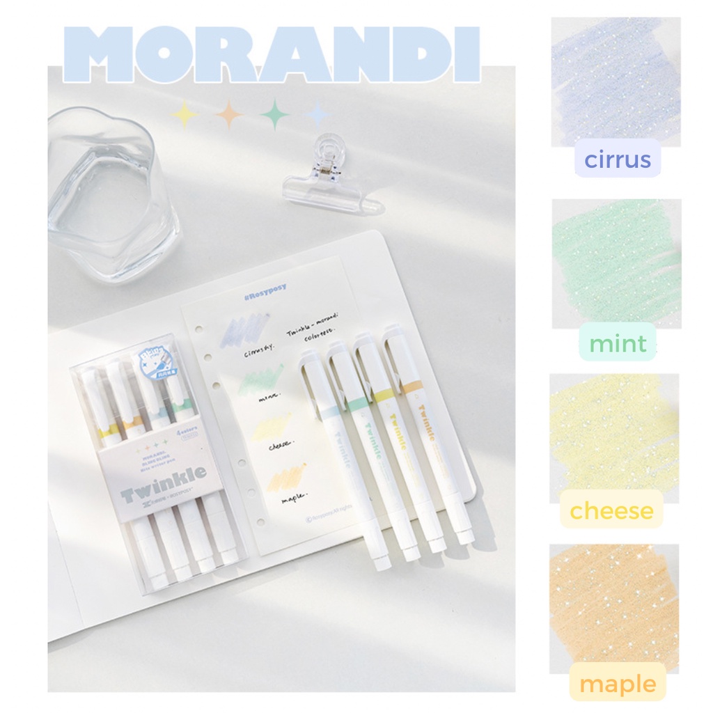 Bút đánh dấu highlight có ánh kim 2 đầu TWINKLE