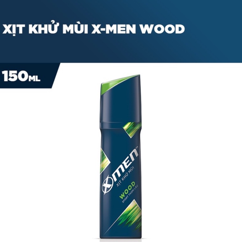 Xịt thơm body nam Xmen xịt khử mùi toàn thân cho nam XMEN Sport Wood (150ml)