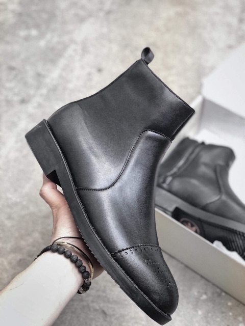 [ không nhăn ] ,chelsea boots mũi tròn, đế đốc kéo khoá