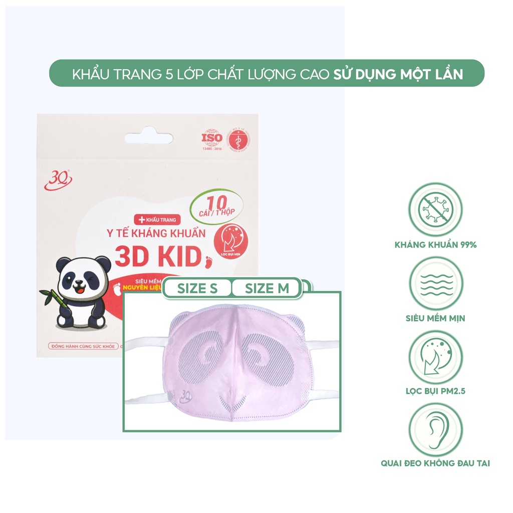 Khẩu trang gấu Panda trẻ em 0-12 tuổi thương hiệu 3Q