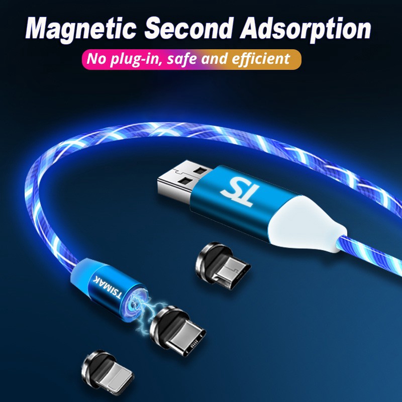 Streamer Magnetic Cable Micro USB Type C For iPhone Lighting Cable 1M 2M Fast Charging Wire Type-C Magnet Charger Phone Cable