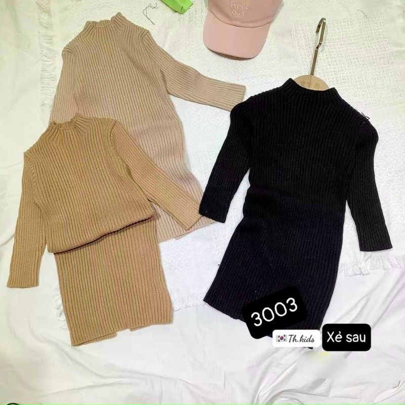 Váy Len body sẻ tà cao cấp cho bé gái 10-22kg Hàng quảng Châu