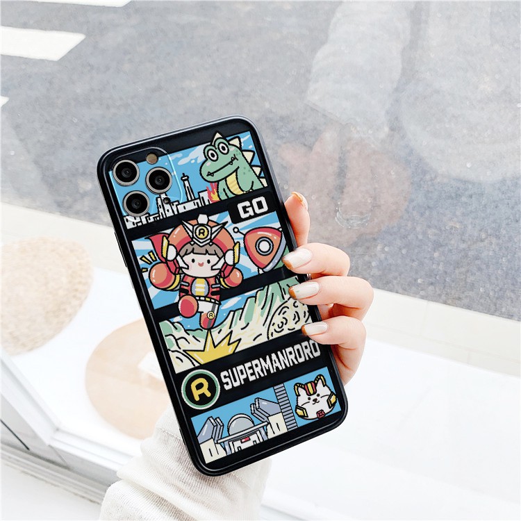 Ốp lưng iphone cạnh vuông Super Roro dành cho ip 6/6plus/6s/6splus/7/7plus/8/8plus/x/xr/xs/11/12/pro/max/mini - e35