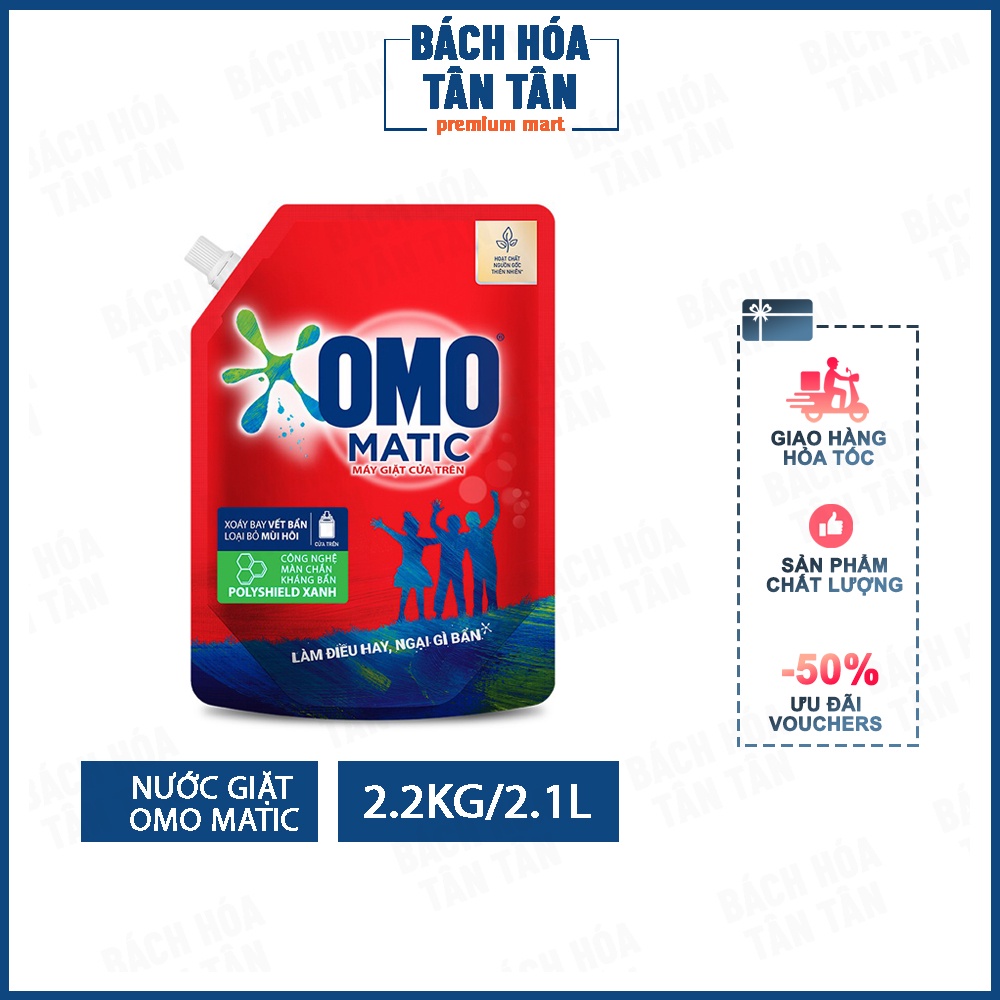 Nước giặt Omo Matic máy giặt cửa trên, túi 2.2KG/2.1L