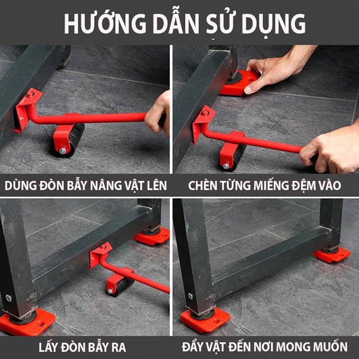 Bộ Dụng Cụ Trợ Lực Nâng Di Chuyển Vật Nặng Tải Tối Đa 200kg Phù Hợp Di Chuyển Bàn Ghế Tủ Giường Máy Giặt