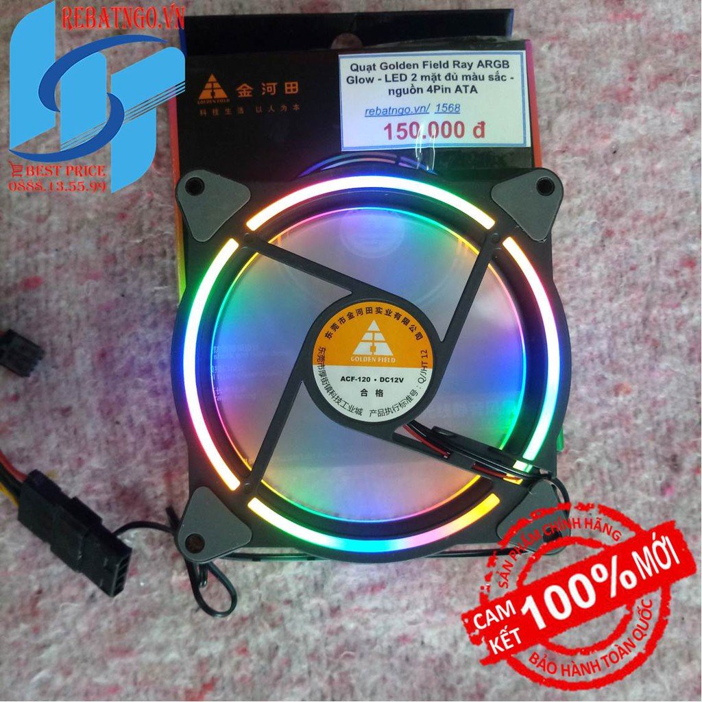 Quạt – Fan case Golden Field Ray ARGB Glow – LED 2 mặt đủ màu sắc – nguồn 4Pin ATA