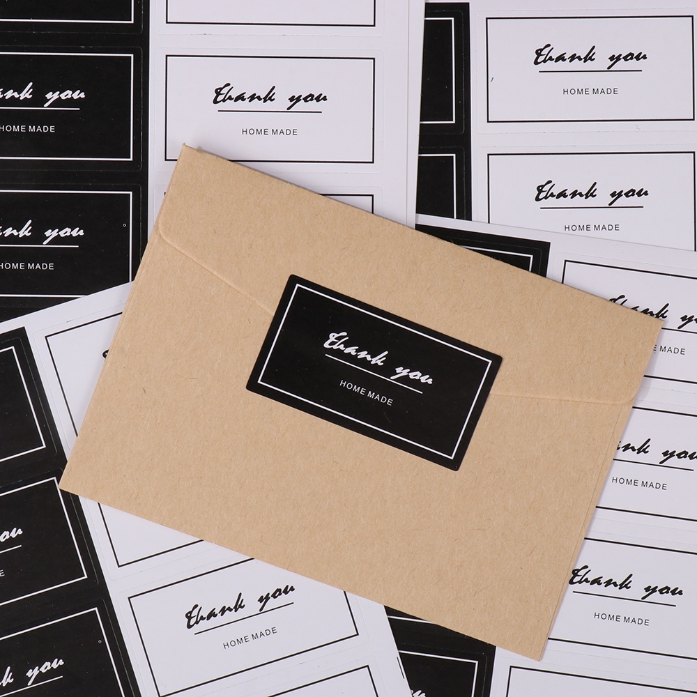 Set 160 Nhãn Dán Chữ Thank You Màu Trắng Đen Trang Trí Gói Quà
