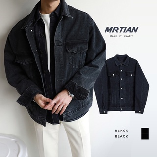 Áo khoác denim oversize Jude MARTIAN trơn form rộng basic dài tay có cúc unisex áo khoác jeans áo bò nam AB001