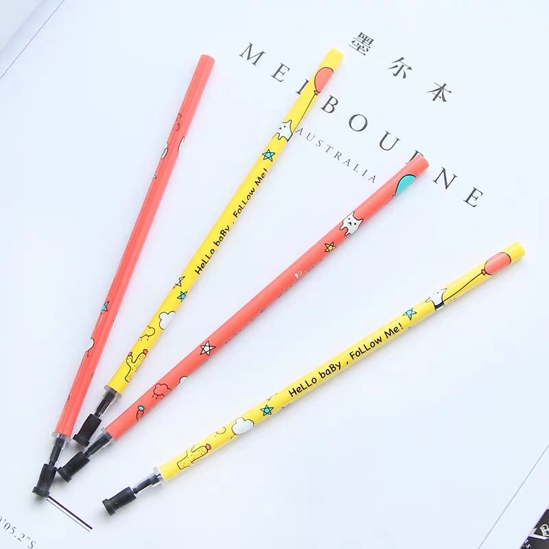 Sét 1 bút 6 ngòi mực đen hoạ tiết cute