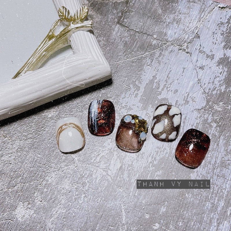 Phông nền chụp ảnh nail hoạ tiết tường xi măng vân đá [Thanh Vy Nail]