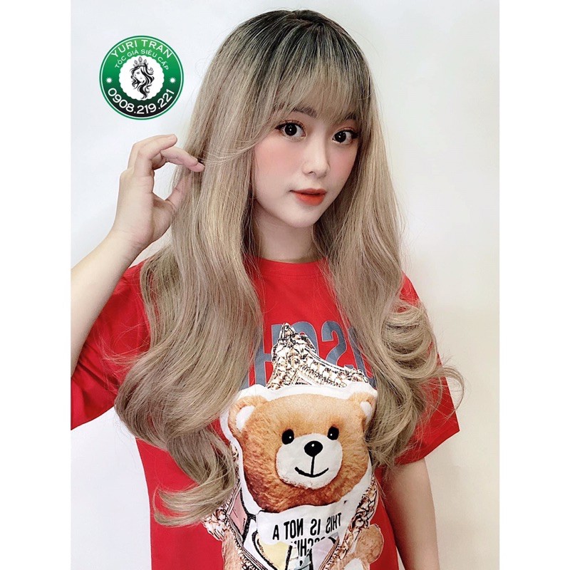 [ẢNH THẬT 100%] Tóc giả nữ chính hãng Yuri (Tóc bộ nguyên đầu Nâu khói chân đen)