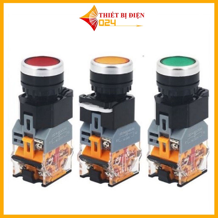 Nút Nhấn Đề Nhả Có Đèn LA38 380V-10A 2 Thường Mở