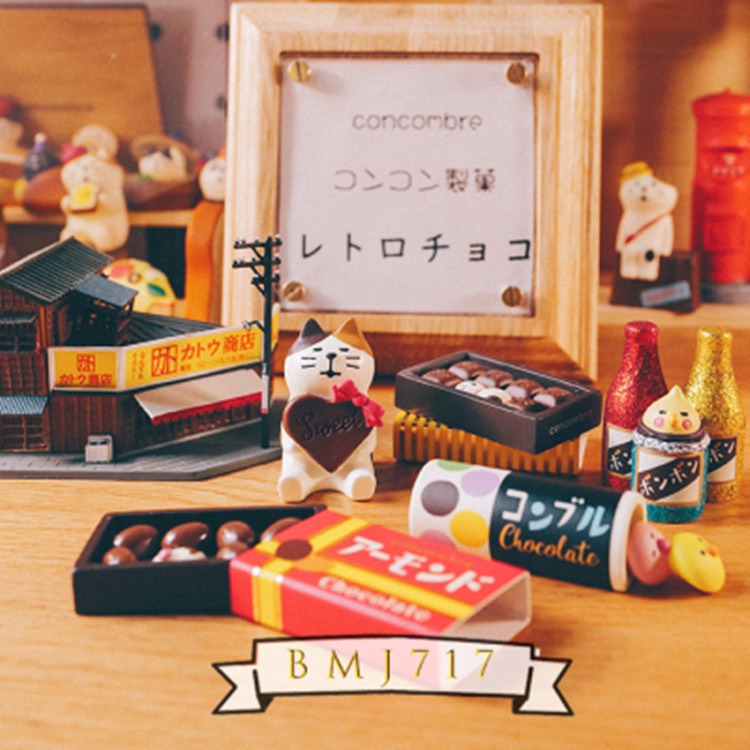 Mô Hình chú mèo Zakka Phong Cách Nhật Bản Serie Tiệm Socola Dâu Tây