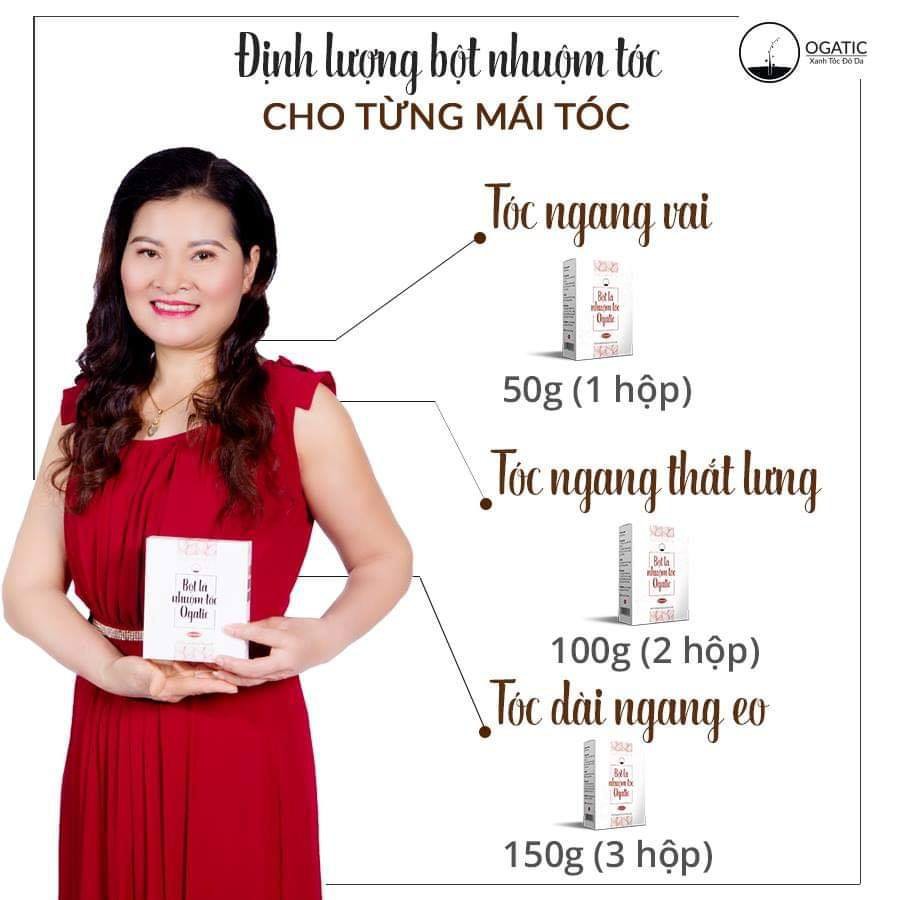 Bột lá nhuộm tóc Ogatic - MÀU ĐEN - 100% từ thảo dược thiên nhiên, không hóa chất độc hại (50gr).