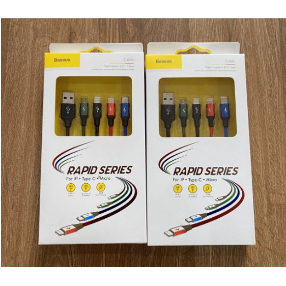 Dây cáp sạc nhand 3.5A đa năng 4 in 1 Type-C, 2 Lighning, Micro USB Ver 2.0 hiệu Baseus Rapid - Hàng chính hãng SM