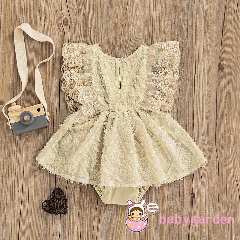 Áo Liền Quần Tay Ngắn Phối Ren Thời Trang Mùa Hè Cho Bé Gái Từ 0-2 Tuổi