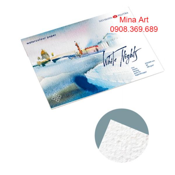 Sổ vẽ màu nước White Night, 200gsm, 20 tờ, A3