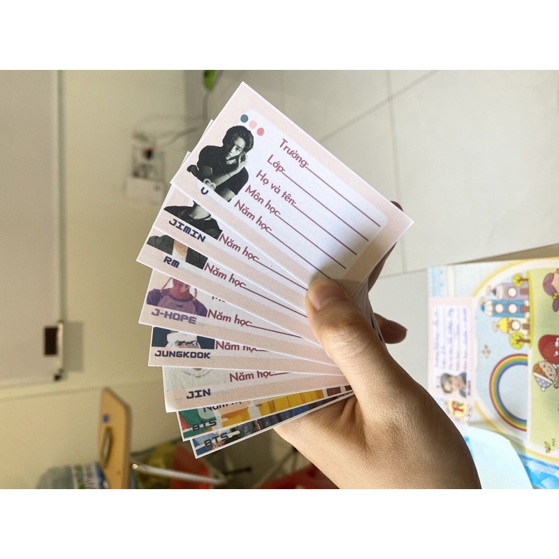 Combo Nhãn Vở BTS Siêu Cute Mlem Mlem Nhãn Vở Học Sinh Nhãn Vở BST Học Sinh Nhãn Vở Cho Bé