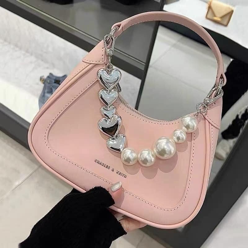 Túi xách nữ cầm tay C.N.K dây tim ngọc size 20 cm