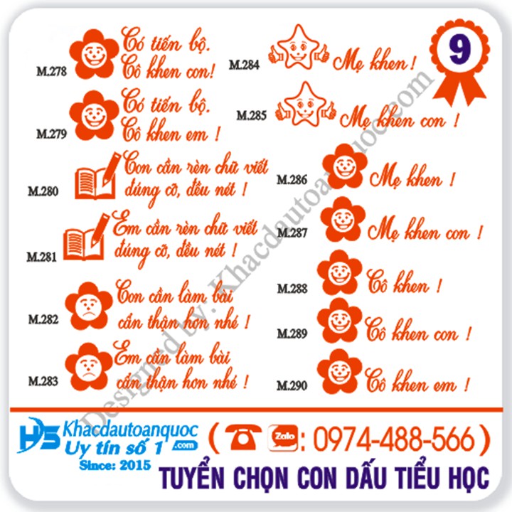 [M9.278-M9.290] Con dấu nhận xét học sinh tiểu học