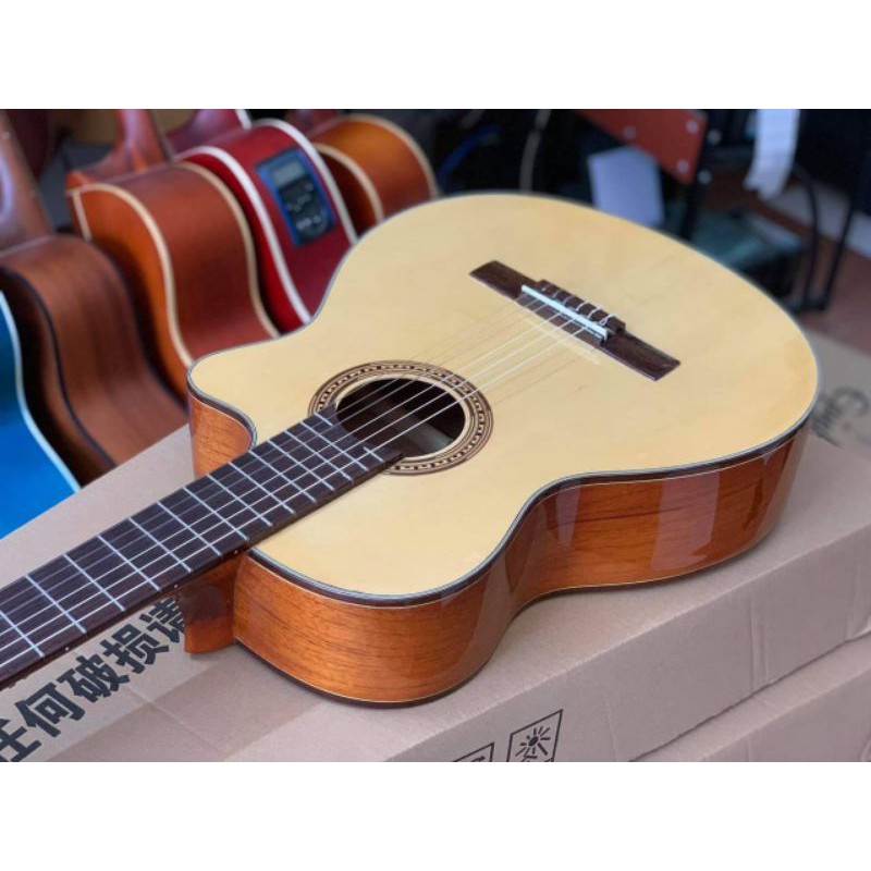 guitar classic gỗ hồng đào nguyên tấm có ty  guitar cổ điển  tập chơi full 4 phụ kiện