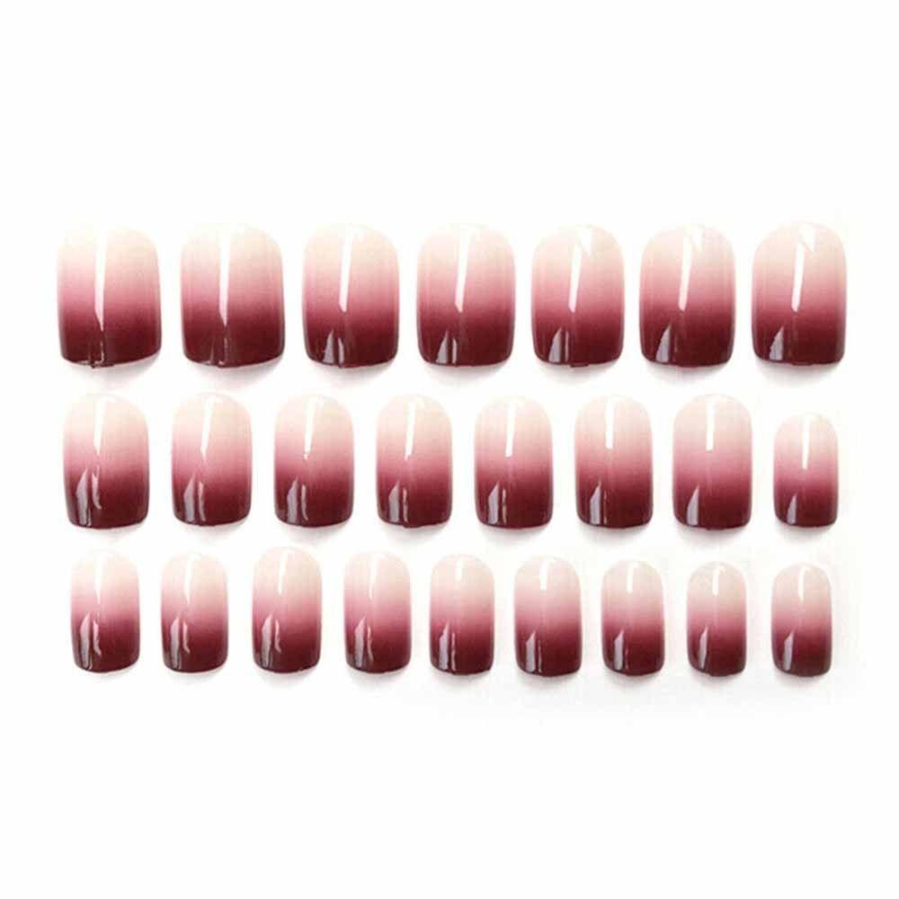 XIANTIN Set 24 Móng Tay Giả Màu Đỏ Tím Gradient