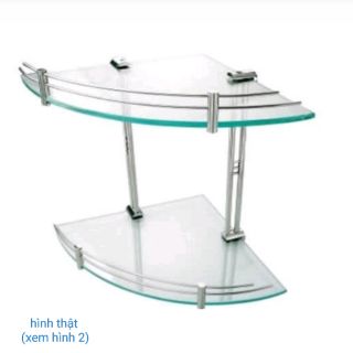 Kệ góc phòng tắm,  kệ góc kính 2 tầng inox 304 kính cường lực