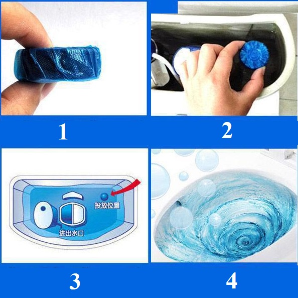 Bộ 10 Viên Khử Mùi Tẩy Bồn Cầu Thế Hệ Mới 2X - Viên Thả Toilet Diệt Khuẩn, Tẩy Sạch Vệ Sinh Vết Bám Bẩn 88292