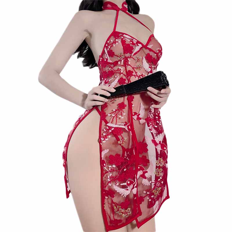 Bộ đồ ngủ kiểu sườn xám in hoa gợi cảm cho nữ | BigBuy360 - bigbuy360.vn