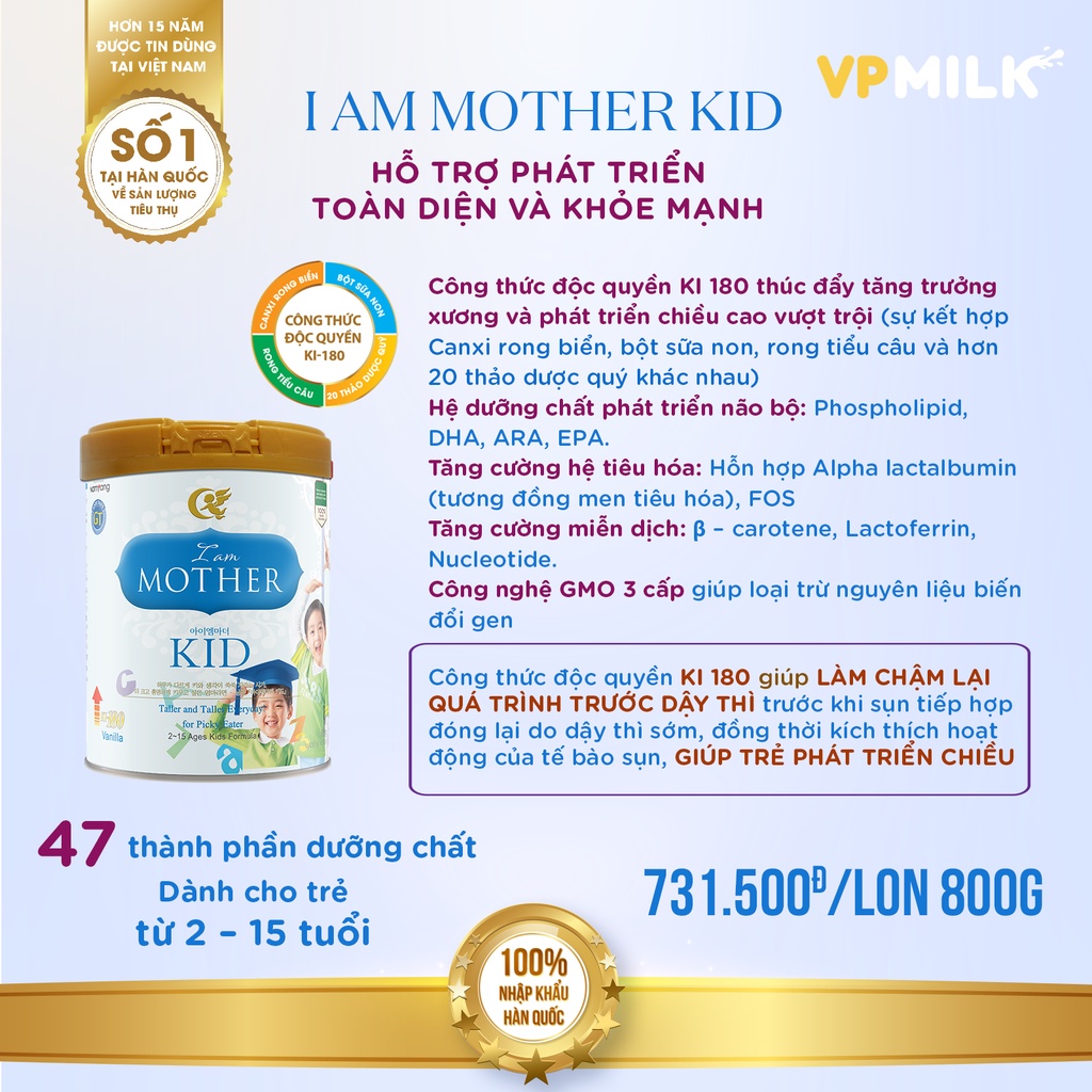 Sữa bột Namyang I Am Mother Kid 800gr