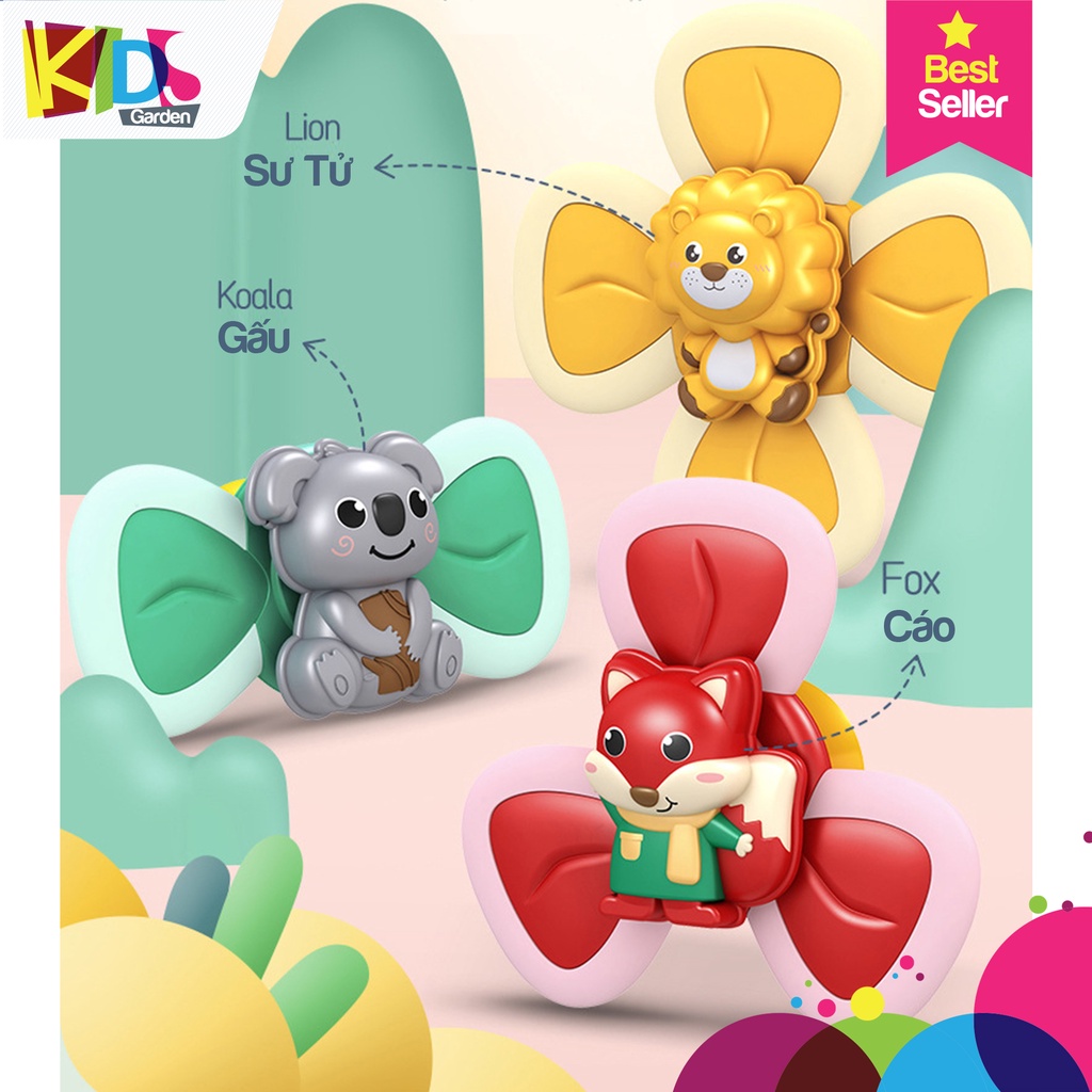 Đồ chơi con quay chong chóng dính tường cho bé dán hít chắc chắn lên tủ lạnh kính trong nhà tắm DC02 KIDS GARDEN