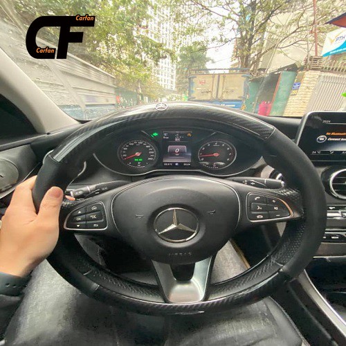 Sợi carbon Vô lăng thoáng khí bằng da Bọc Vô Lăng Cacbon cao cấp  Chống Trơn Chống Trượt Bọc Volang Full Logo Các Hãng giá tại xưởng