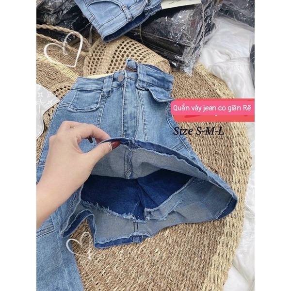 Chân Váy Jean 2 Nút Túi Hộp Màu Xanh đậm, 3 size S m l alohashop91